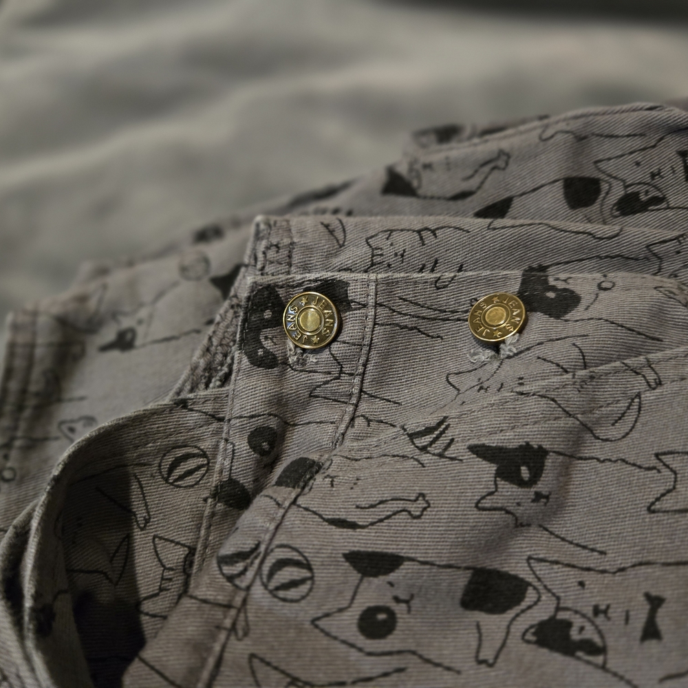 Gray Cat Print Overalls - Picture 4 of 5